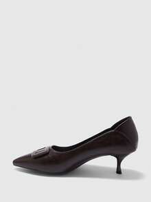 CUCCOO BIZCHIC Buckle Simple And Generous Fashion Versatile Casual Workplace Commuter Women's High Heels Shoes Spring Shoes - Dark brown - View 10
