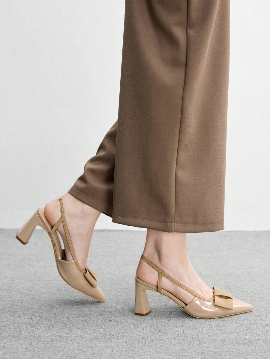 CUCCOO BIZCHIC Women's Chunky Heel Pointed Toe Comfortable Fashion Office & Party Shoes - Apricot - View 1