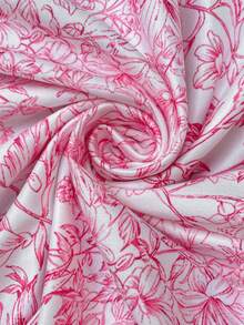 SHEIN 孕妇夏季浪漫优雅度假风印花露肩荷叶边系带修身连衣裙 - 粉色 - 查看 5