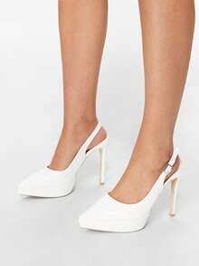 Glitzique 女士超高跟时尚优雅性感尖头厚底高跟鞋 - 白色 - 查看 11