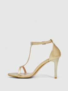 CUCCOO SZL Women's Rhinestone Buckle Design Fashion High Heel Sandals For Party Occasions Spring Shoes - Gold - View 7