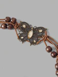 SHEIN MOD 女士纯色荷叶边下摆优雅多层刺绣激光切割半身裙，夏季 - 杏色 - 查看 5