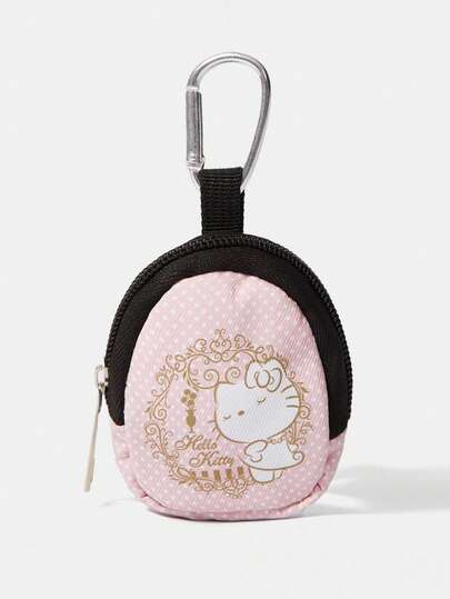 HELLO KITTY AND FRIENDS | SHEIN Tokalı ve fermuarlı bölmeli bozuk para cüzdanı, çok fonksiyonlu saklama çantası, bozuk para koleksiyon düzenleyici kese, hem erkekler hem de kadınlar için uygundur.