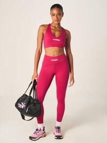 Missguided x Playboy Pink Padded Sports Bra With Scoop Neck And Racerback Design - Pink - View 3