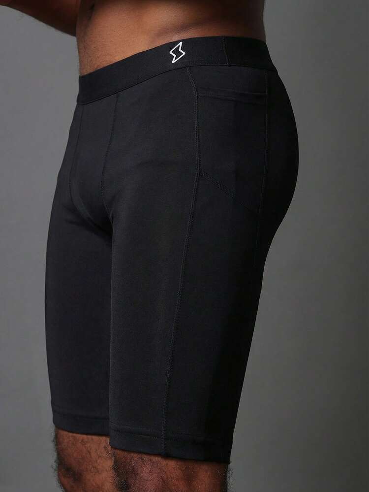 Black Compression Shorts With Logo