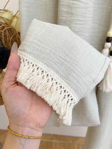 GlowEve 2026夏季新款流苏拼接休闲直筒阔腿百搭裤 - 杏色 - 查看 5