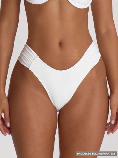 Musera Resort Ruched Side Cheeky Fit Bikini Bottoms Swim Vacation Holiday Summer Travel Beachwear Basics Hen Do Wedding Bridal Bachelorette Swimwear Solid Colour Resort Core