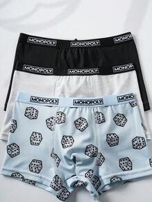 MONOPOLY X SHEIN 男童舒适柔软卡通图案字母弹力腰带三角裤 - 彩色 - 查看 4