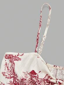 EMERY ROSE Women's Textured Print Fitted Camisole, Elegant For Vacation, Commute And Everyday Wear - Red - View 5