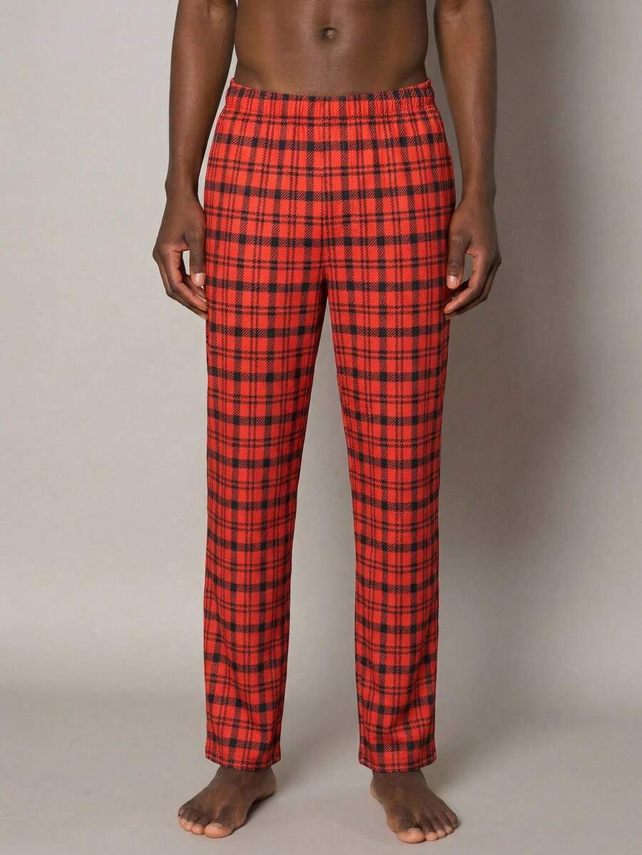 Velminro Men's Plaid Elastic Waist Casual Lounge Pants Mens Plaid Pants - Multicolor - View 1