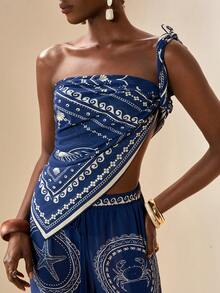 Zivah 2026 Women's Vacation Casual Beach Sheer Chiffon Special Underwater Animal Print Kaftan - Blue - View 7