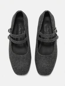 CUCCOO CURVES 2026 New Commuter French Elegant Professional Thick Heel Fat Shoes Low Vamp Flat Sole Shoes Women Wear Work Shoes Square Toe Not Tired Feet - Light Grey - View 7