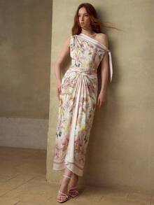 MOTF PREMIUM WOMEN'S CASUAL/DATE FLORAL PRINT TWIST WAIST SKIRT, SPRING/SUMMER - Pink - View 1