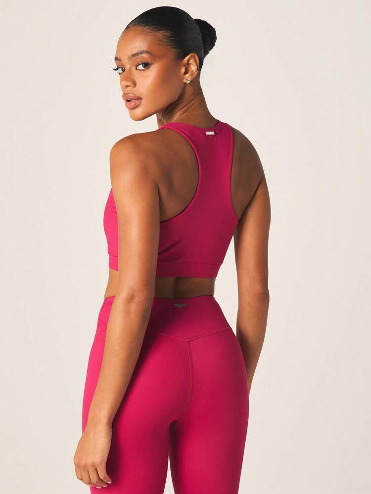 Missguided x Playboy Pink Padded Sports Bra With Scoop Neck And Racerback Design