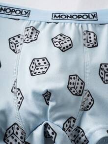MONOPOLY X SHEIN 男童舒适柔软卡通图案字母弹力腰带三角裤 - 彩色 - 查看 9