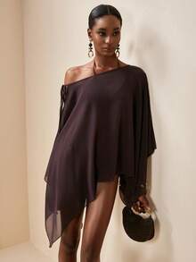 Zivah 2026 女士休闲沙滩度假薄纱方巾罩衫，棕色 - 棕色 - 查看 6