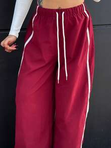 Bearsaez Women's Drawstring Waist Wide Leg Casual Loose Sports Harem Pants Fall Cloth For Women - Red - View 6