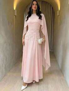 Firerie Đầm chữ A thanh lịch, lãng mạn dành cho nữ, kiểu dáng mùa xuân mới, có điểm nhấn eo. - Hồng - Xem 7