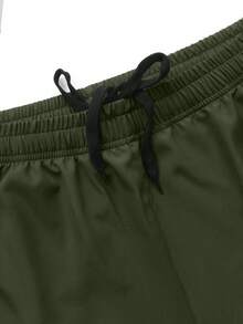 KRYTIVO Short de sport décontracté pour hommes grande taille avec cordon de serrage et poches zippées - Militaire verte - Voir 4