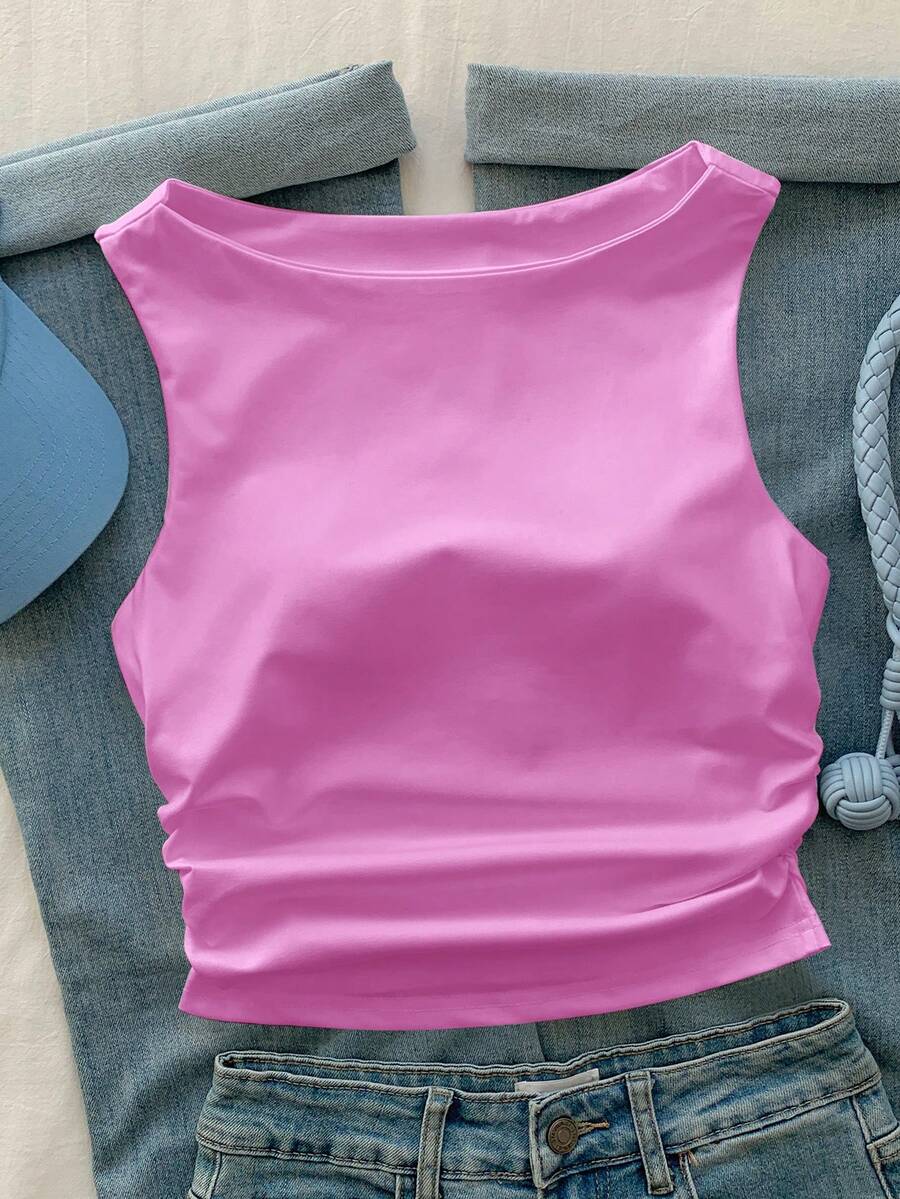 Comfortcana 女士粉色棉质加厚吊带背心，情人节吊带背心 - 粉色 - 查看 1