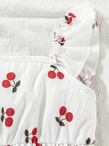 SHEIN Vintaside Kids 这款粉白格纹吊带连衣裙，搭配可爱的草莓印花，营造出清新自然的氛围。肩部饰以荷叶边，完美诠释了夏日时尚优雅活泼的气质。A字版型，采用轻盈透气的面料，适合假日派对、周岁婚礼、景区游览、拍照等各种场合穿着。 - 白色 - 查看 8