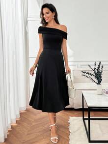 Miaspire Tenue de base quotidienne style américain pour femme, ensemble 2 pièces avec top épaules dénudées et jupe, printemps/été - Noir - Voir 4