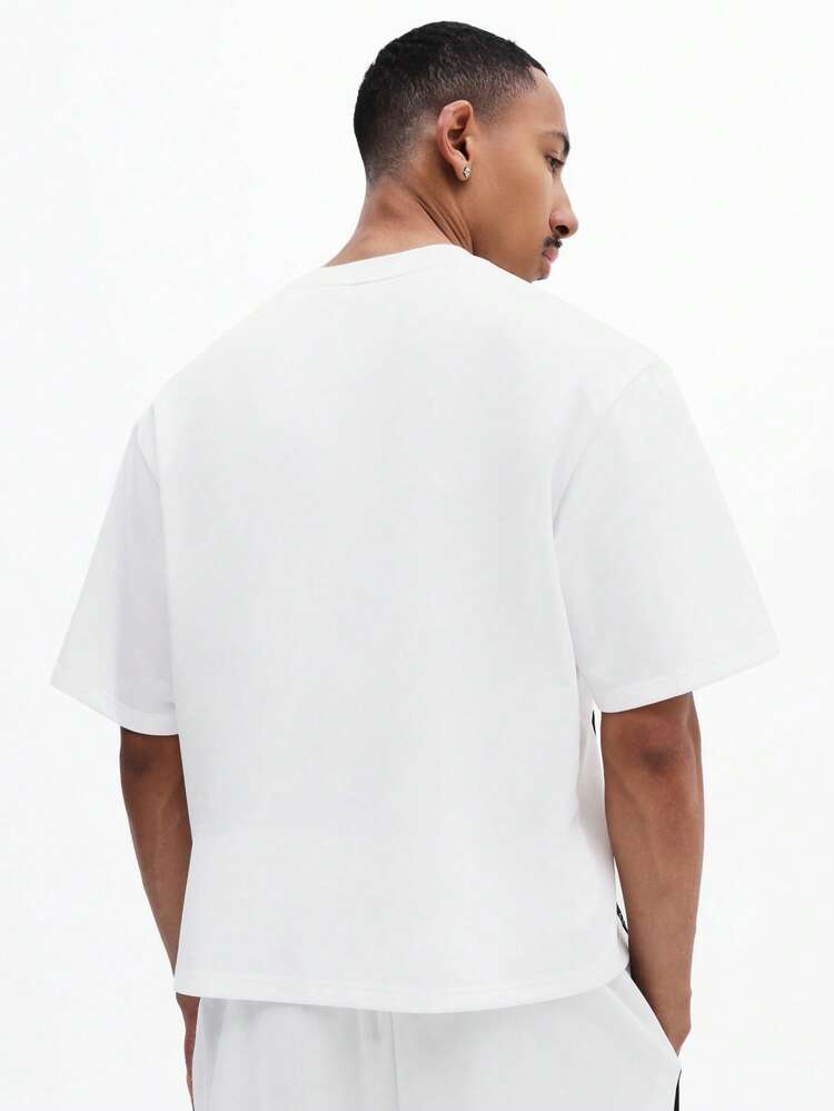 Color Block Crew Neck Tee With Side Panels