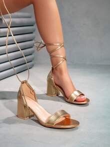 CUCCOO SZL Women Heeled Sandals Valentine's Day - Gold 4 - View 9