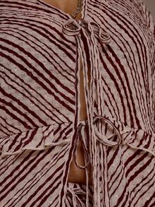 MUSERA Camisa de manga larga de corte holgado con textura y rayas, talla grande, para primavera y verano, ideal para vacaciones, playa, elegante, festivales de Ibiza, vacaciones, tajine, casual, estilo Y2K, social - Multicolor - Ver 6