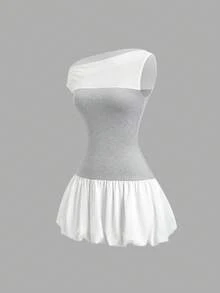 Sweetra Nuevo vestido blanco de primavera/verano para mujer, con estilo de alta calle, retro, sexy, ajustado, de patchwork, casual y cómodo para vacaciones - Multicolor - Ver 3