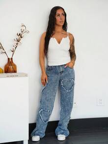 SAYEHFBABY 女士修身蕾丝边吊带背心 Y2k 夏季 - 白色 - 查看 6