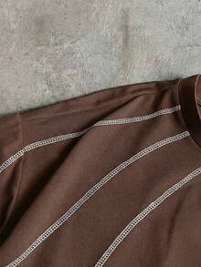 AXEPEAK Men's Minimalist Printed Round Neck Short Sleeve T-Shirt - Coffee Brown - View 3