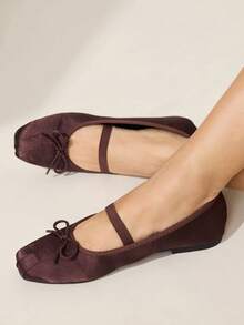 CUCCOO CHICEST Giày bệt nữ, giày bít mũi vuông thêu lưới, kiểu dáng thanh lịch và quyến rũ, giày cưới sang trọng. - Cà phê - Xem 2