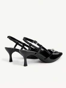 CUCCOO CHICEST Women's Pointed Toe Stiletto High Heel Shoes With Metallic Butterfly Buckle, Sexy & Fashionable, Suitable For Dresses, Party, Nightclub Summer Shoes Wedding Shoes Bride Shoes - Black - View 9