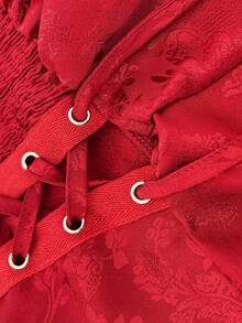 Viva Relle Women's Sexy Lace-Up Spaghetti Strap Backless Bodycon Dress, Romantic Elegant Style, Suitable For Party, Gathering, Casual Vacation - Red - View 7