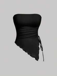 SHEIN MOD 3件套女士休闲抹胸上衣，不对称下摆设计，适合约会和外出穿着。 - 彩色 - 查看 10