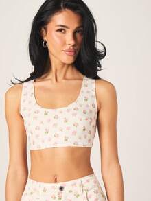 MISSGUIDED Floral Printed Stretch Denim Bralette Crop Top With Scoop Neckline And Back Zipper Detail Spring Summer Fashion - Multicolor - View 5