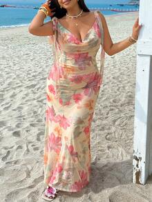 GalTyme Plus Size Women Beach Vacation Allover Print Dress,For Daily Commute,Date, Commute, Party,Fall /Autumn/Winter/Summer,Christmas,New Year,Thanksgiving,Party,Wedding,Beach,Graduati,Chic,Elegant,Casual,Going Out,Date,Appointment,Commute,Shining,Valentine's Day,Elegant ,Vacation,Casual,Y2k,Going Out,Graduation,Beach,Party, Summer Dresses - Multicolor - View 4