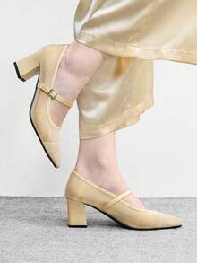 CUCCOO BIZCHIC Women Pointed Toe Fashion Daily Commute High Heels For Christmas Spring Shoes - Gold - View 3