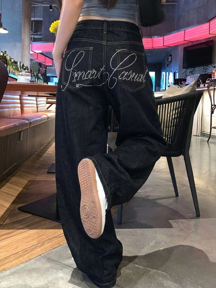DAZY Quần jeans nữ phong cách Hàn Quốc rách rưới, bạc màu, kiểu dáng thường ngày. - Xanh đậm - Xem 1
