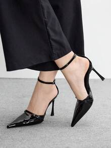 CUCCOO BIZCHIC 女士时尚优雅尖头搭扣高跟鞋 - 黑色 - 查看 4