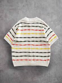 ROMWE MEN Áo len ngắn tay kẻ sọc ombre dành cho nam - Nhiều màu - Xem 2