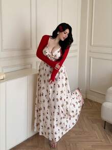 Vibekara 两件套：度假轻薄外套和碎花长裙，春夏款 - 彩色 - 查看 4