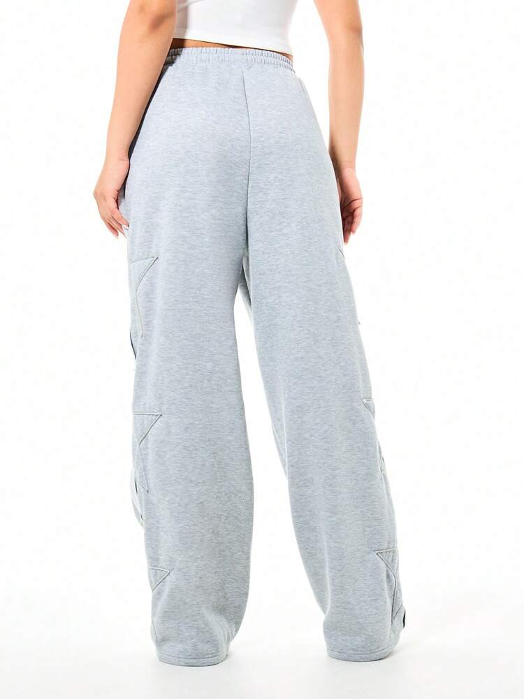 SUMWON WOMEN Star Applique Wide Leg Joggers With Drawstring