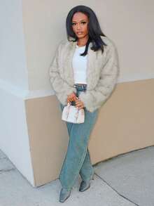 Steph T 女士浅灰色长袖休闲羽绒服，秋冬时尚女装 - 淺灰色 - 查看 1