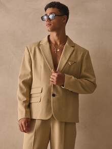 Musero Structured Single Breasted Double Side Pocket Jacket Revere Collar Flap Chest Pocket Tailored Blazer Spring Summer Essentials - Green - View 2