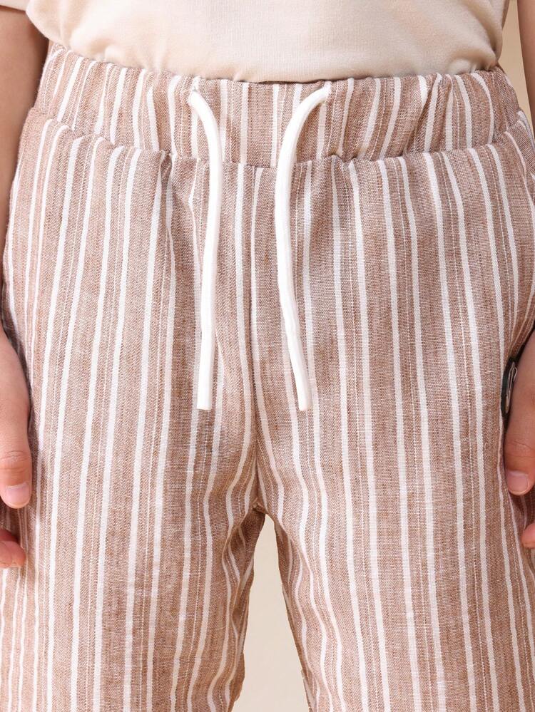 Stripe Pull On Pants With Elastic Waist