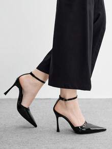 CUCCOO BIZCHIC 女士时尚优雅尖头搭扣高跟鞋 - 黑色 - 查看 7