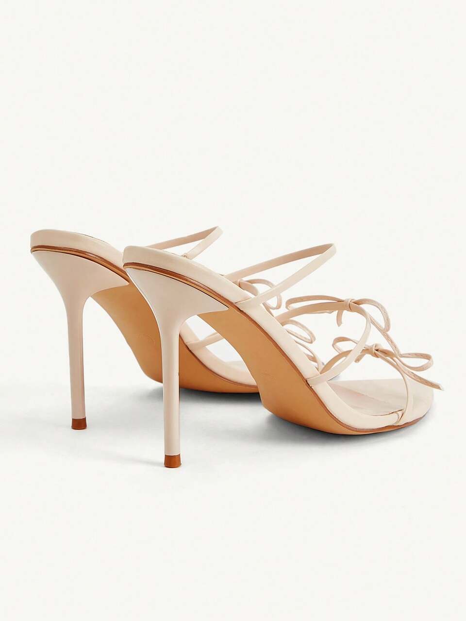 CUCCOO CHICEST Women's Pointed Toe Bow Decor Elegant High Heel Slide Sandals Summer Shoes