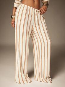 Denimoi 针织直筒套脚裤度假装伊比沙岛休闲服欧洲夏季 - 米色 - 查看 4